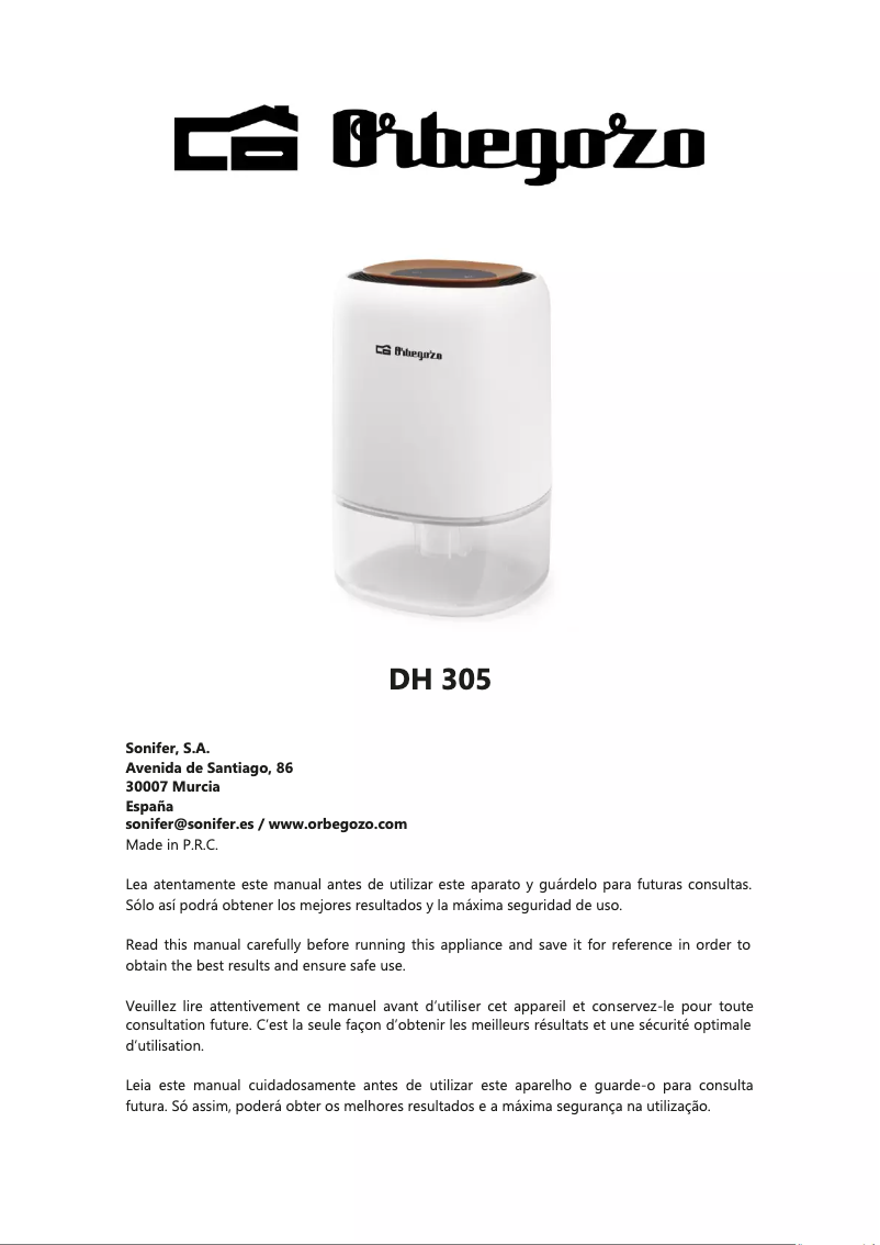 Image de la première page du manuel de l'appareil DH 305