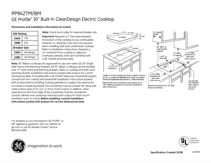 Image de la première page du manuel de l'appareil Profile PP942BMBB