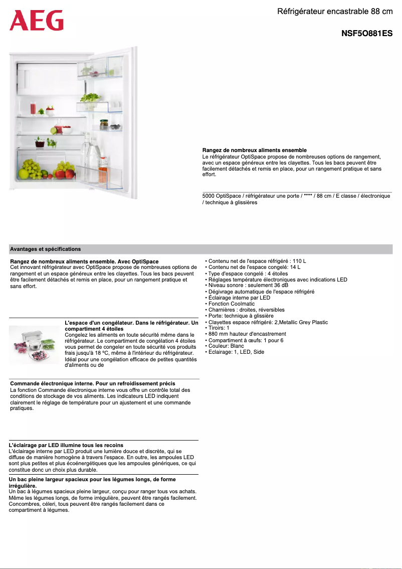 Página 1 del manual Ficha técnica AEG NSF5O881ES