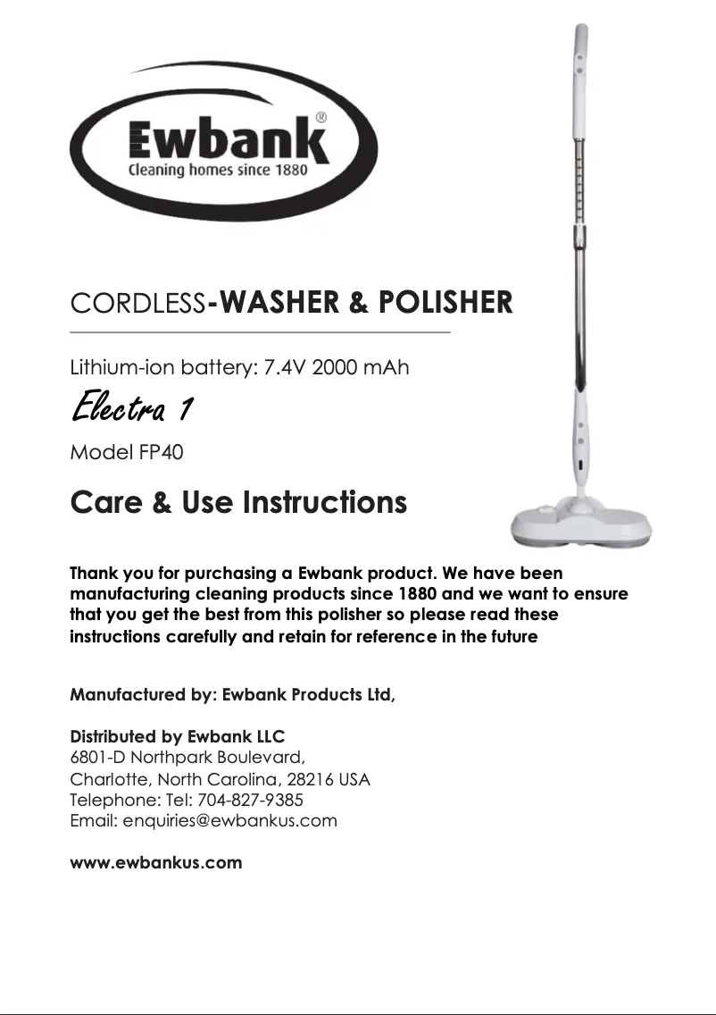 Image de la première page du manuel de l'appareil Electra 1  FP40