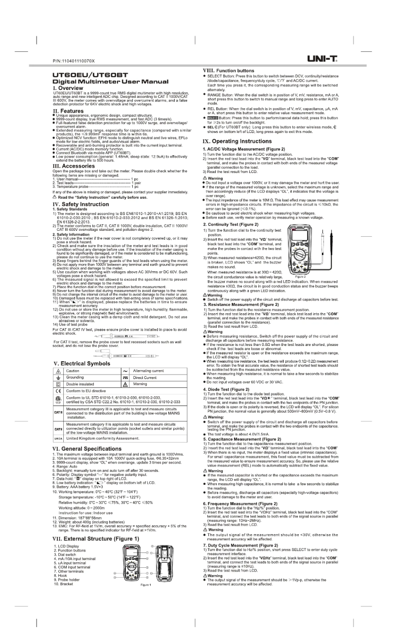 Page n°1 - Manuel utilisateur Uni-T UT60EBT