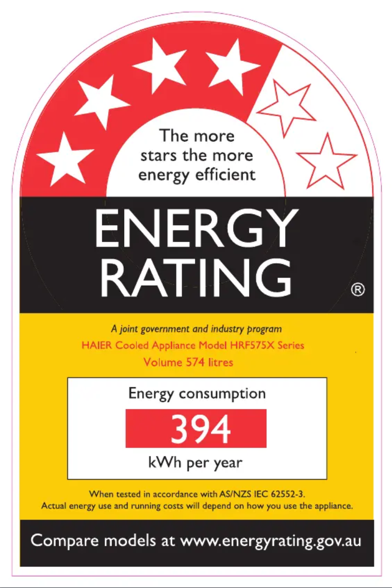 Page n°1 - Label énergétique Haier HRF575XHS