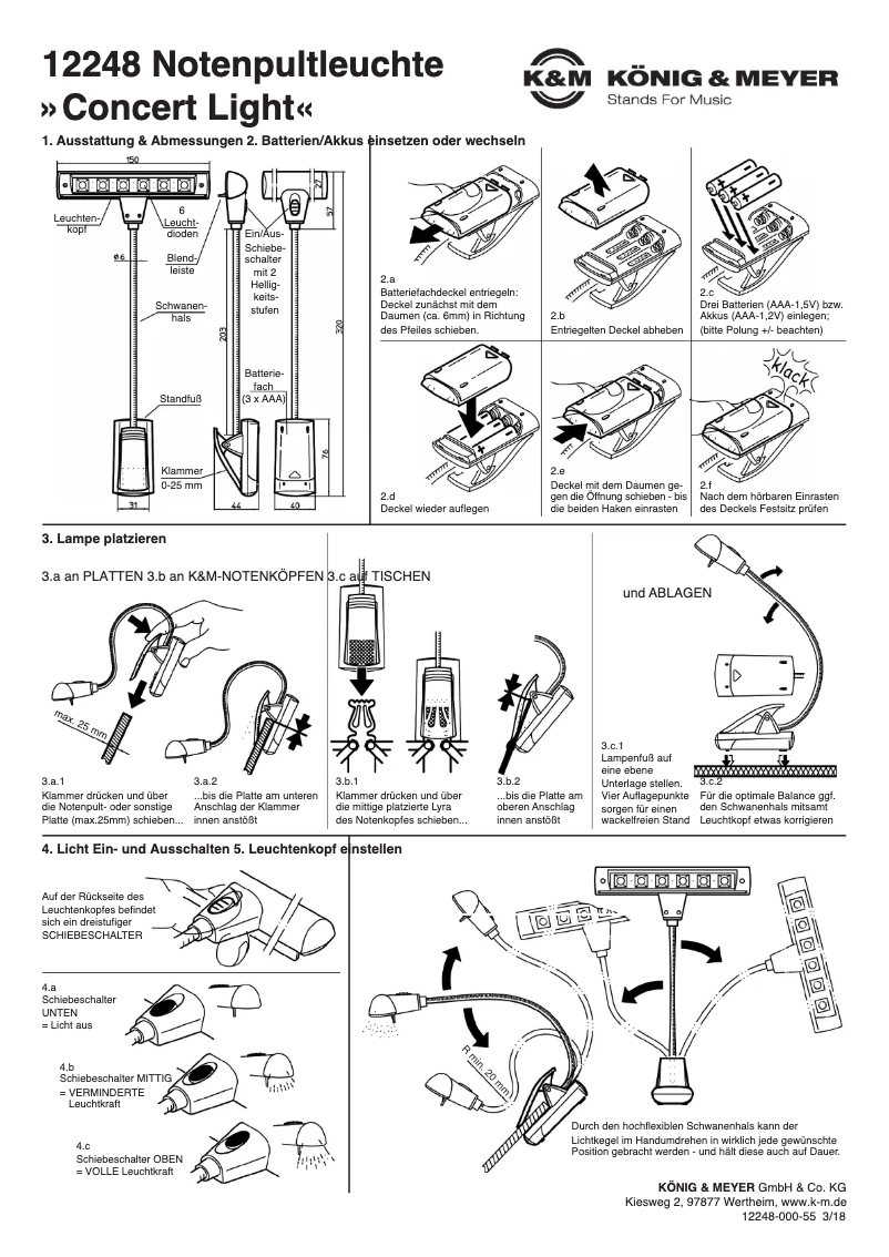 Page 1 de la notice Manuel utilisateur Konig & Meyer Concert Light 12248