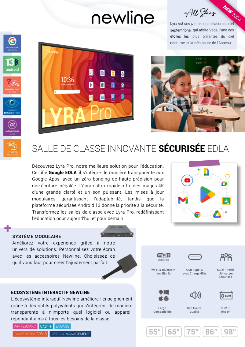 Page n°1 - Fiche technique Newline TT-5523QA