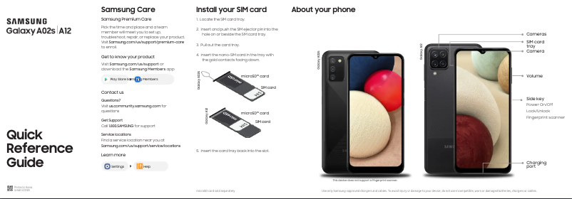 Page 1 de la notice Guide de démarrage rapide Samsung Galaxy A12