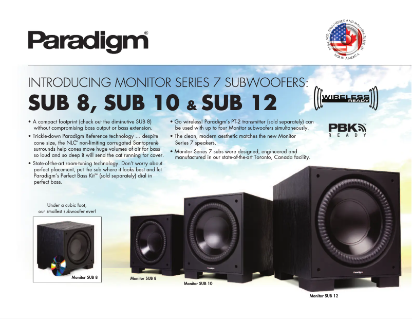 Page n°1 - Fiche technique Paradigm Monitor SUB 12