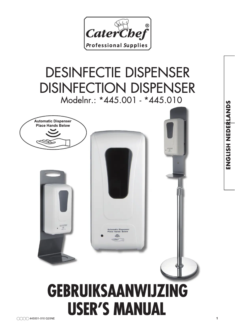 Page 1 de la notice Manuel utilisateur CaterChef 445010