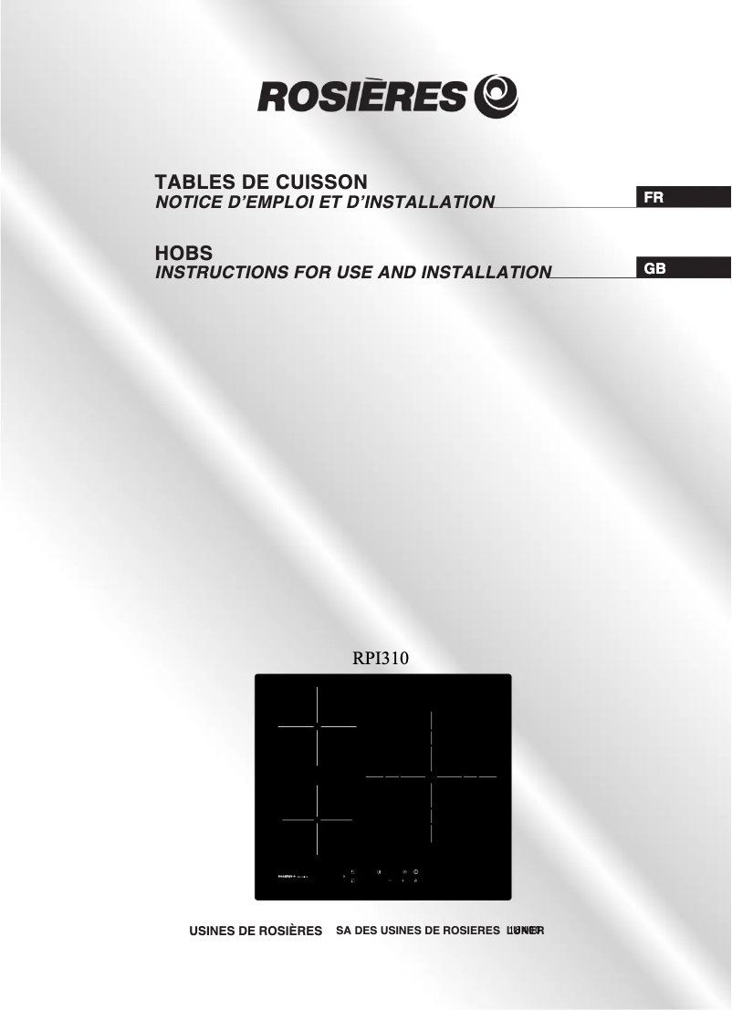 Page 1 de la notice Manuel utilisateur Rosieres RPI 310