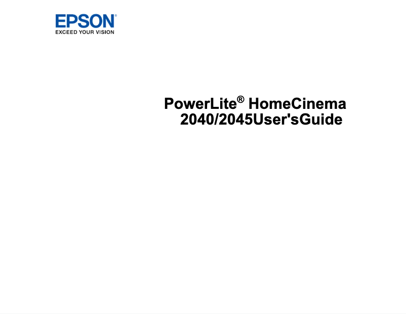 Page 1 de la notice Manuel utilisateur Epson PowerLite Home Cinema 2045