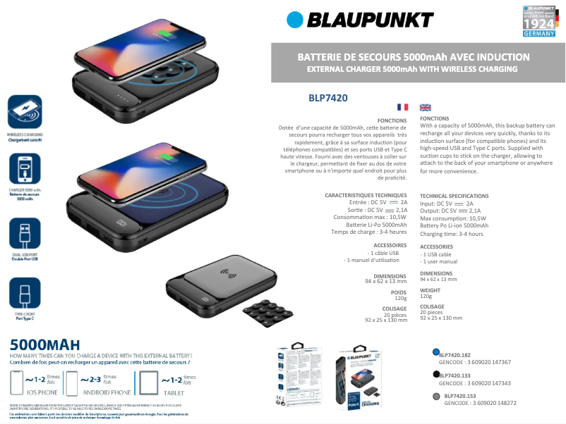 Image de la première page du manuel de l'appareil BLP7420