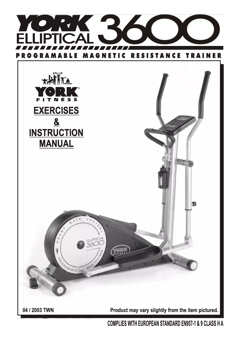 Página 1 del manual Manual de usuario York Fitness Elliptical (3600