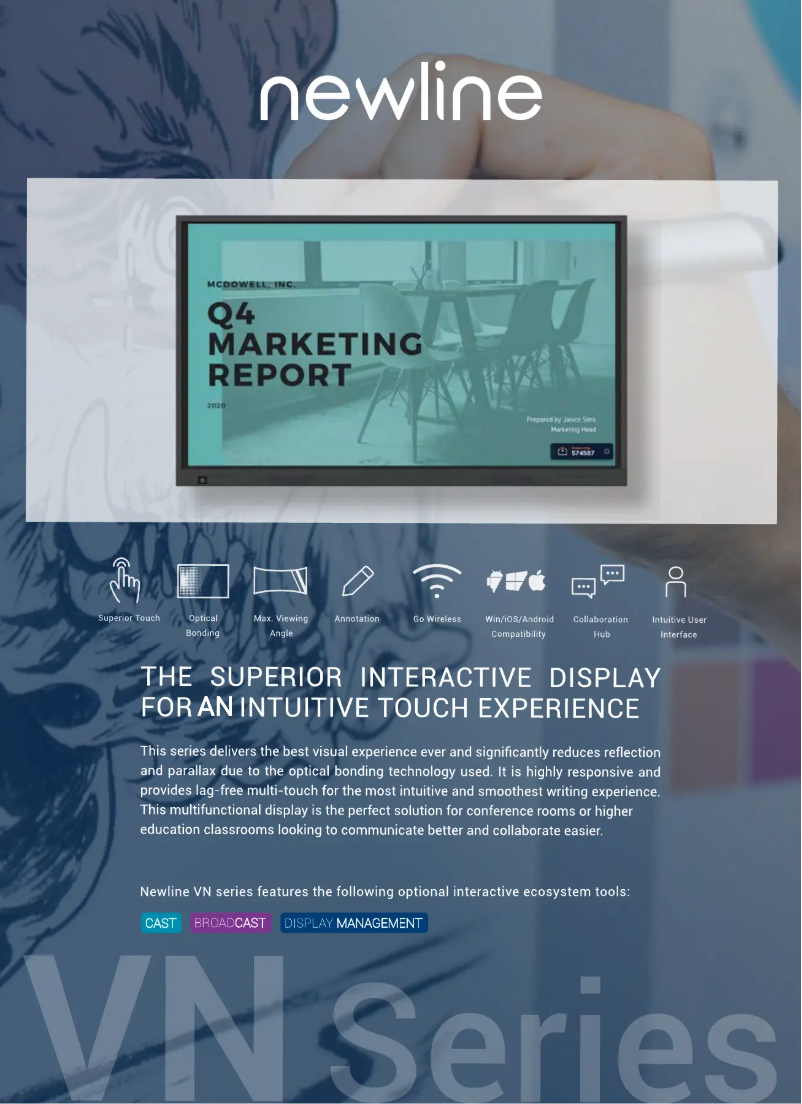 Página 1 del manual Ficha técnica Newline TT-6518VN