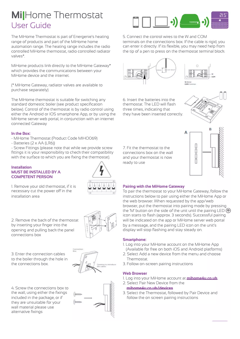 Page 1 de la notice Manuel utilisateur EnerGenie MIHO099