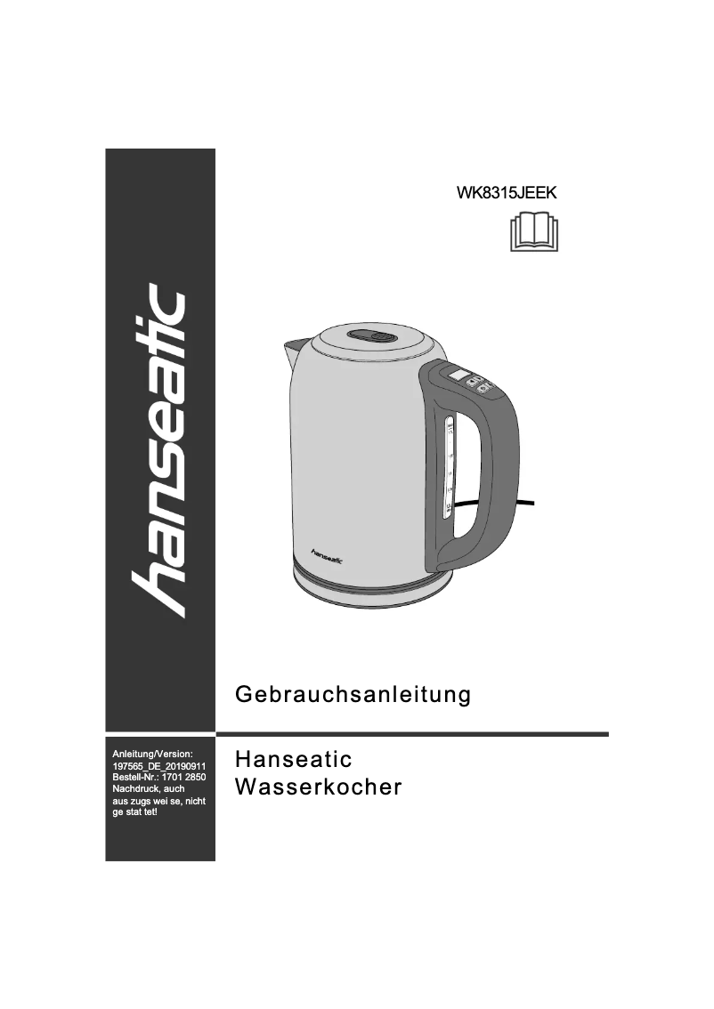 Page n°1 - Manuel utilisateur Hanseatic WK8315JEEK