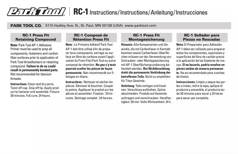Image de la première page du manuel de l'appareil RC-1