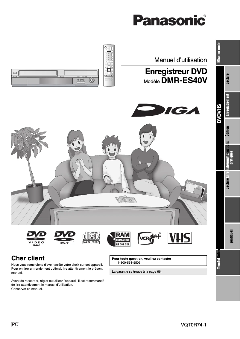 Page 1 de la notice Manuel utilisateur Panasonic DMR-ES40