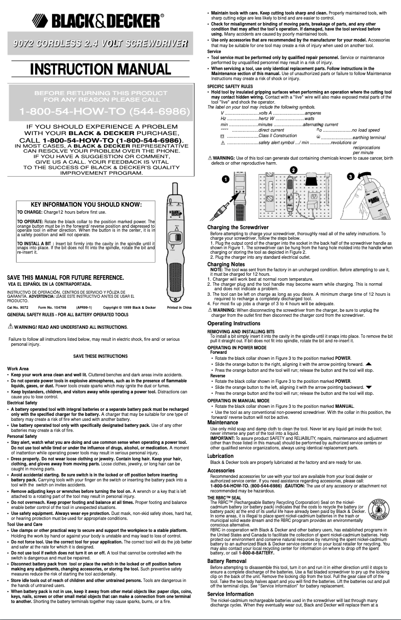 Página 1 del manual Manual de usuario Black & Decker 9072