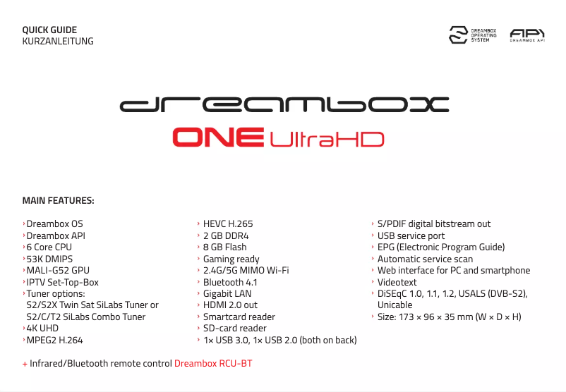 Page n°1 - Manuel utilisateur Dreambox ONE