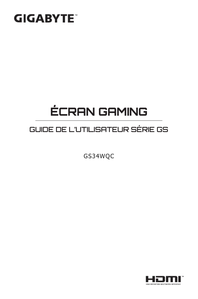 Page 1 de la notice Manuel utilisateur Gigabyte GS34WQC