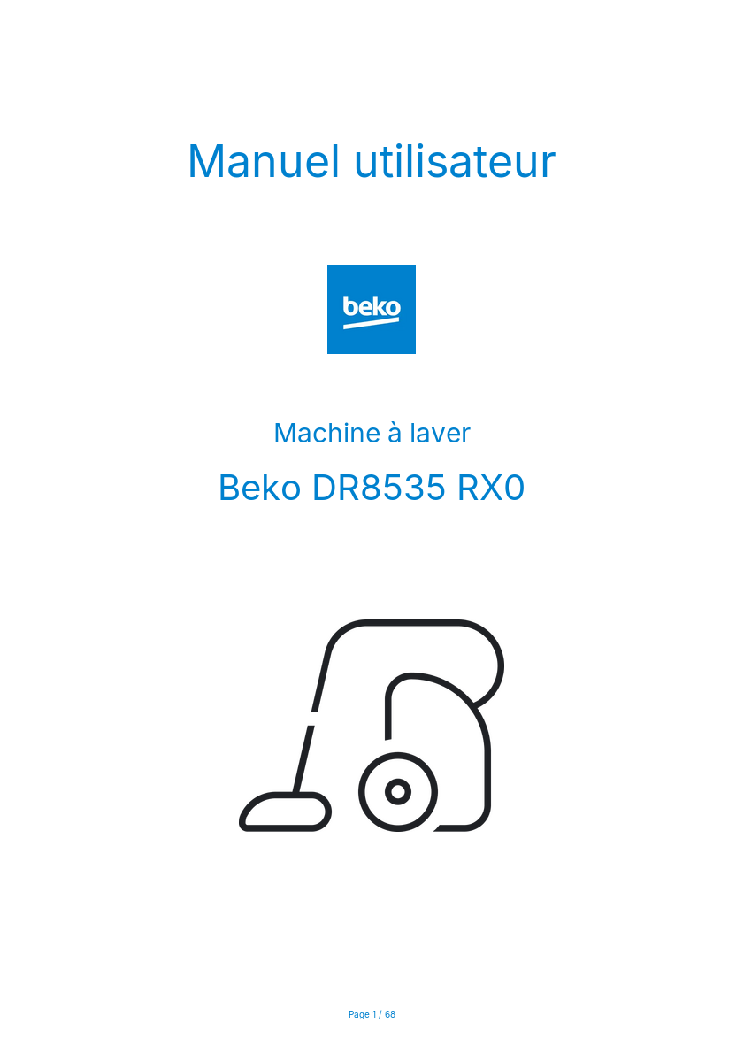 Page n°1 - Manuel utilisateur Beko DR8535 RX0