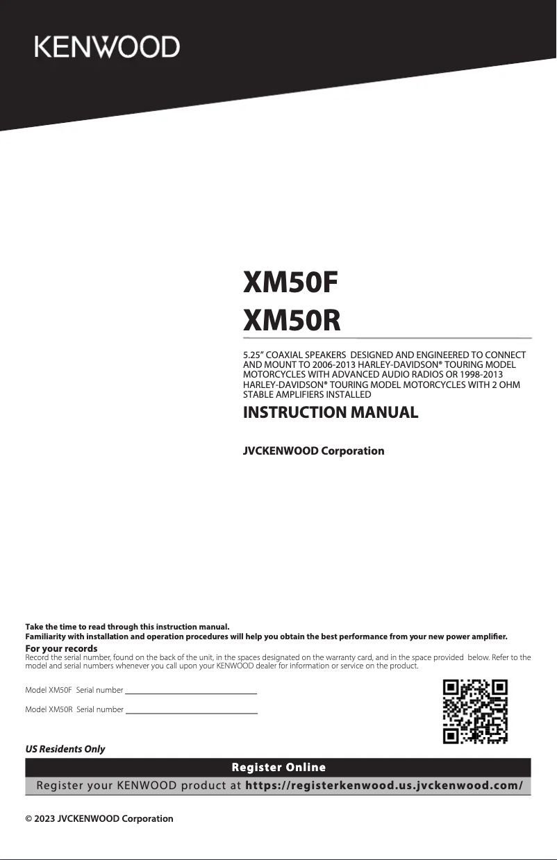 Page 1 de la notice Manuel utilisateur Kenwood XM50F