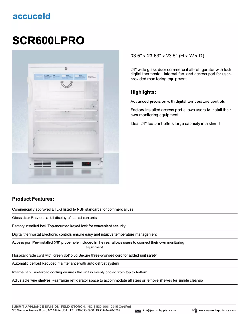 Page n°1 - Brochure Accucold SCR600LPROADA