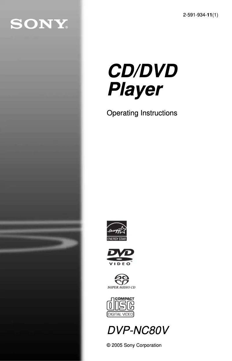 Page 1 de la notice Manuel utilisateur Sony DVP-NC80V