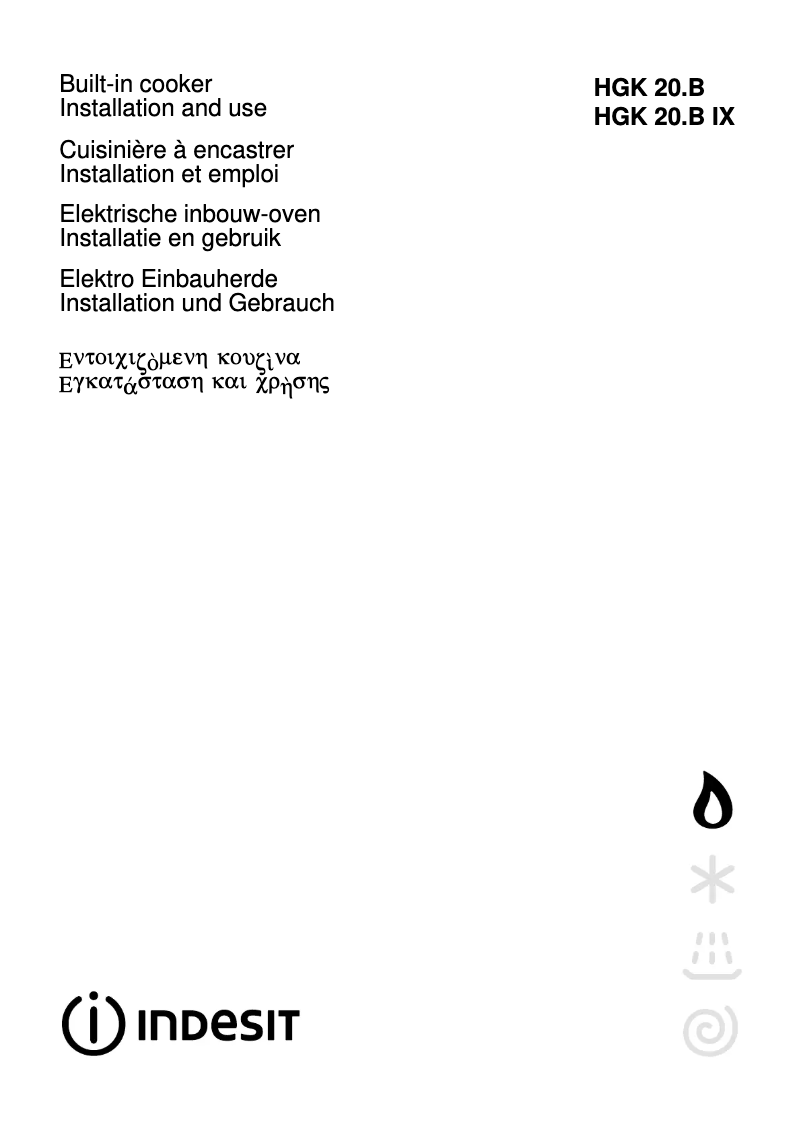 Page 1 de la notice Manuel utilisateur Indesit HGK 20 B