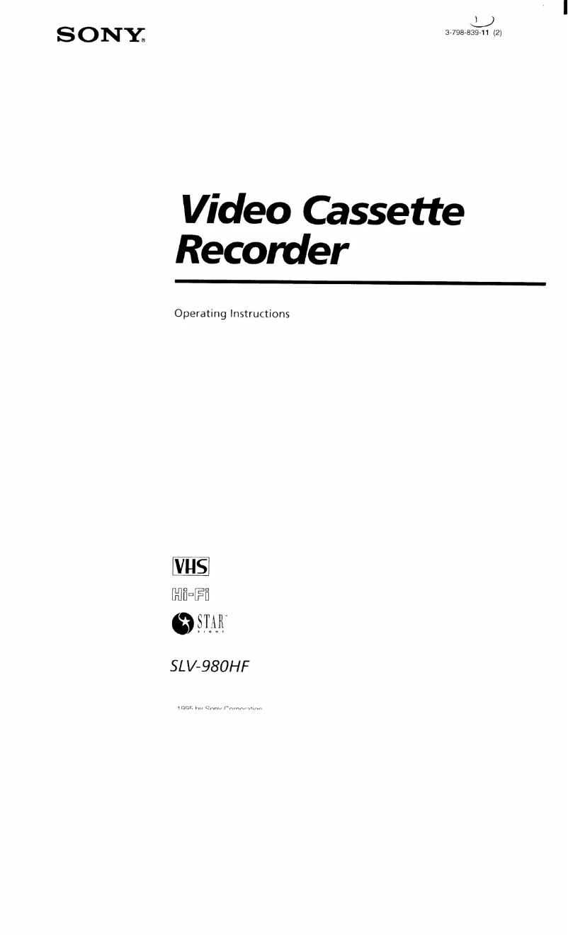 Imagen de la primera página del manual del dispositivo SLV-980HF