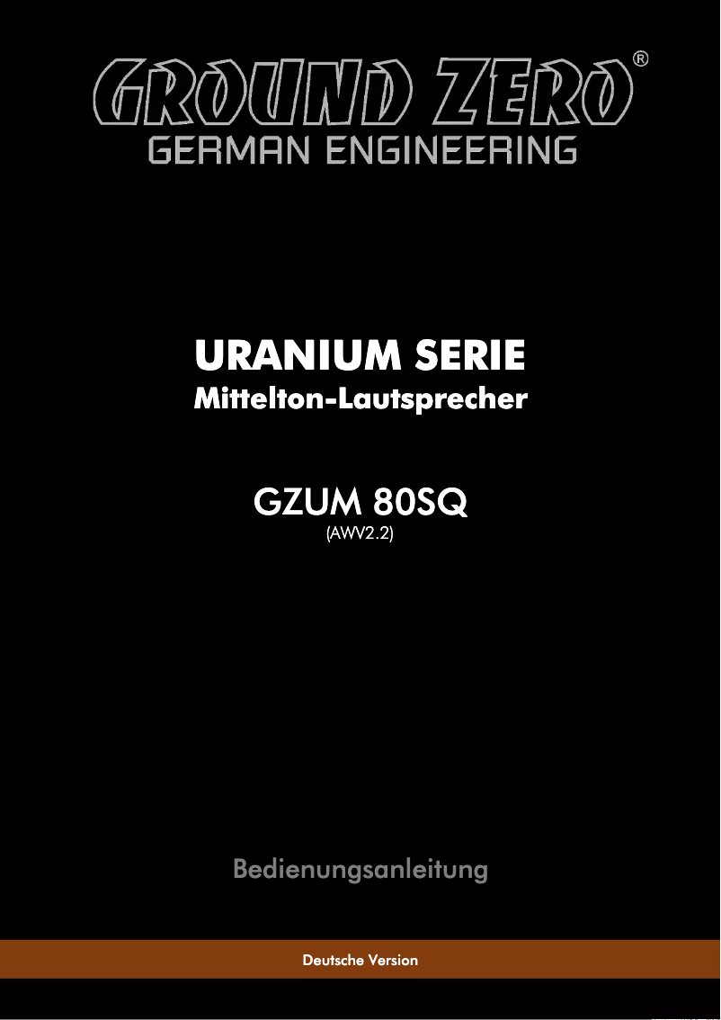 Page 1 of the manual User Manual Ground Zero GZUM 80SQ