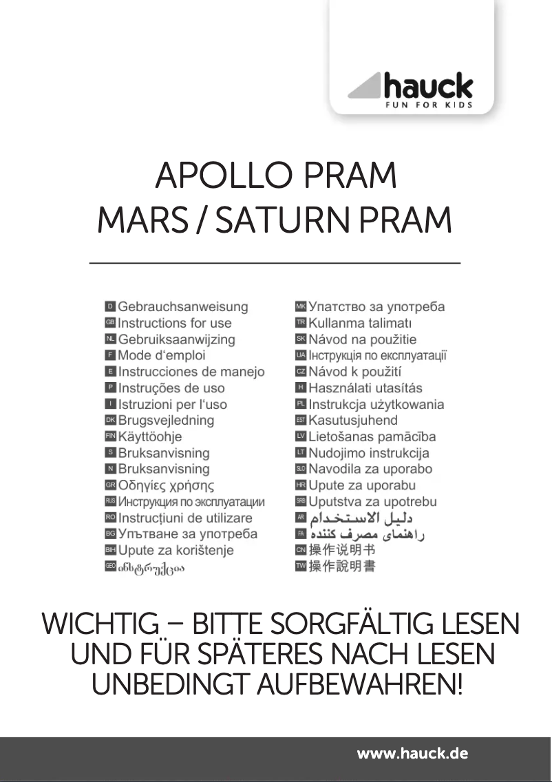 Page n°1 - Manuel utilisateur Hauck Mars Pram