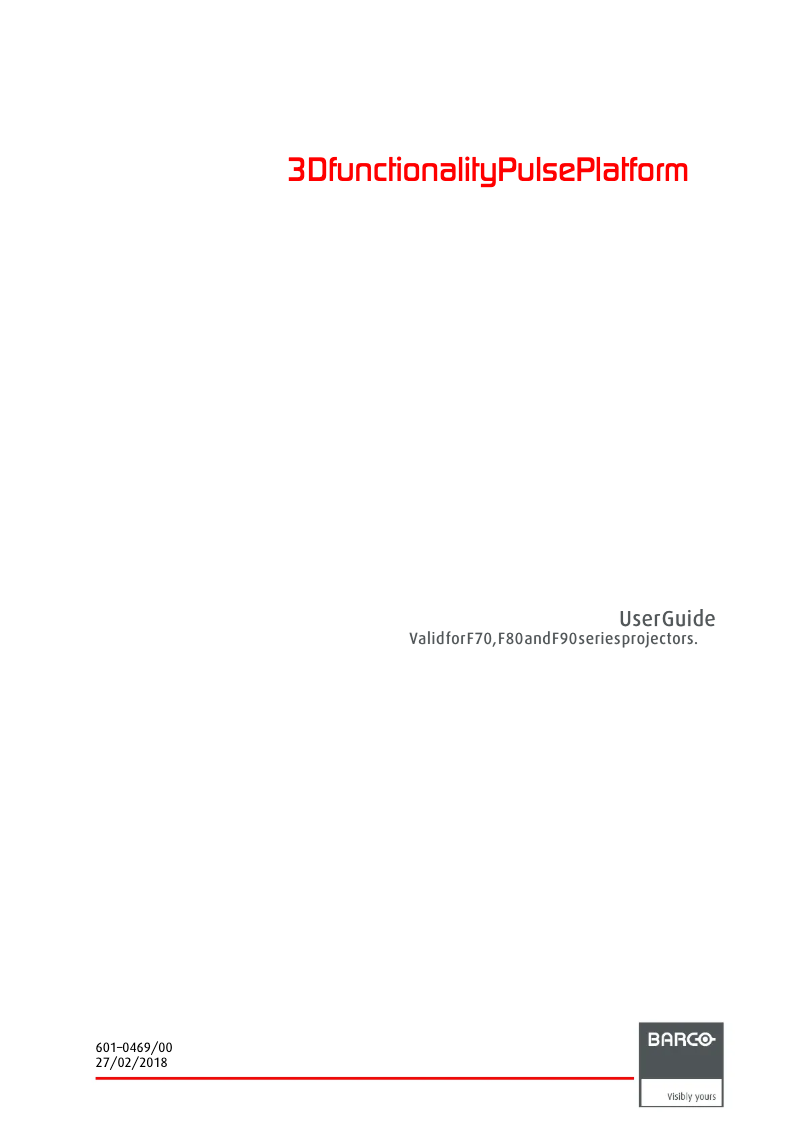 Page 1 de la notice Guide de démarrage rapide Barco F70-W8