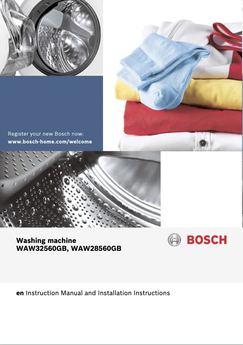 Page 1 de la notice Manuel utilisateur Bosch WAW32560GB