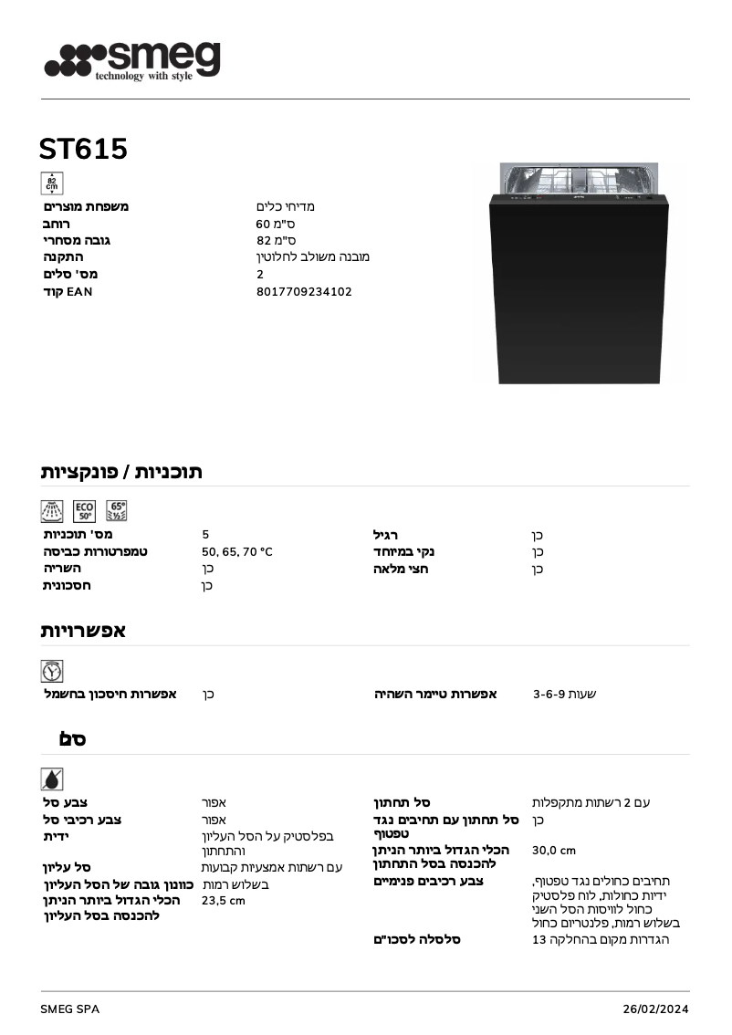 Page n°1 - Fiche technique Smeg ST615