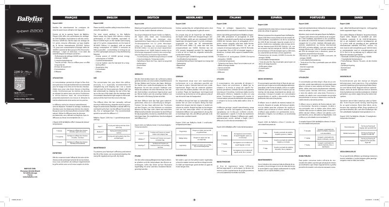 Page n°1 - Manuel utilisateur BaByliss Expert 2200