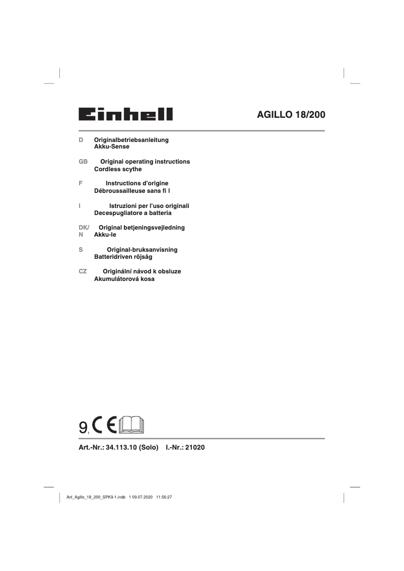 Page n°1 - Manuel utilisateur Einhell AGILLO 18/200