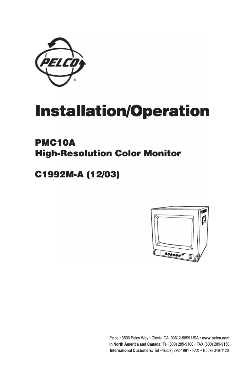 Page 1 de la notice Manuel utilisateur Pelco PMC10A