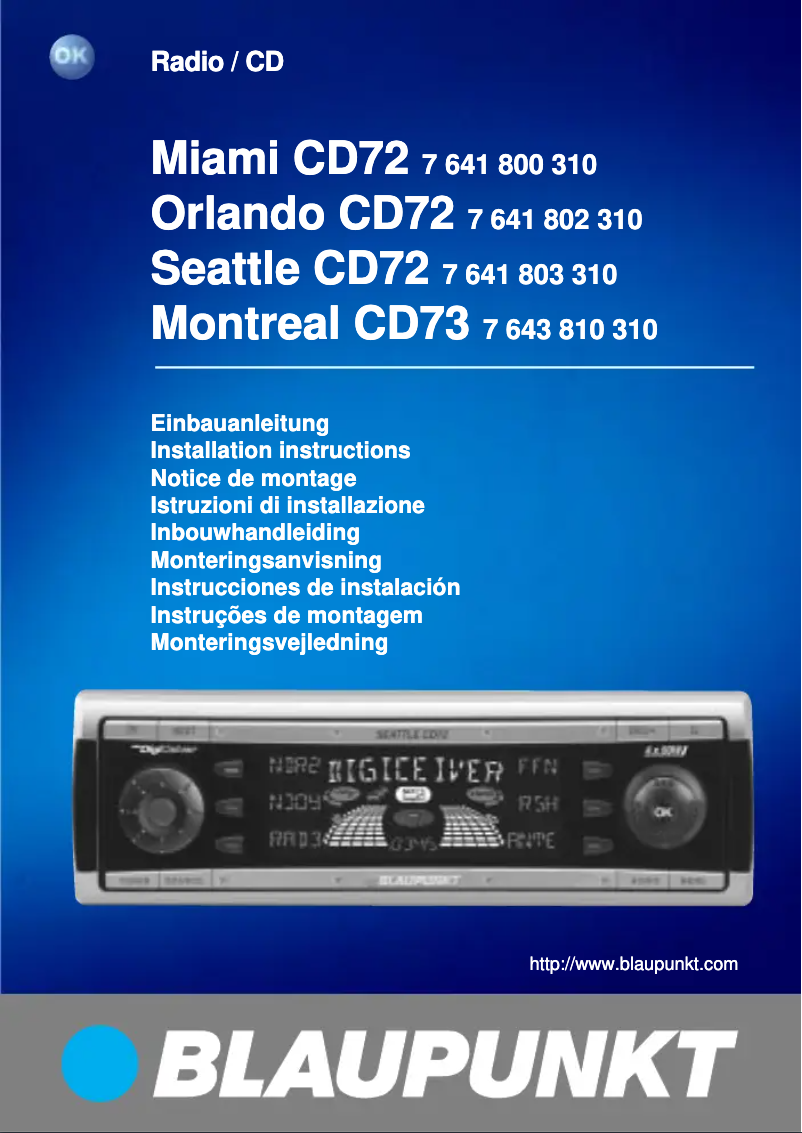 Page 1 de la notice Manuel utilisateur Blaupunkt Miami CD 72