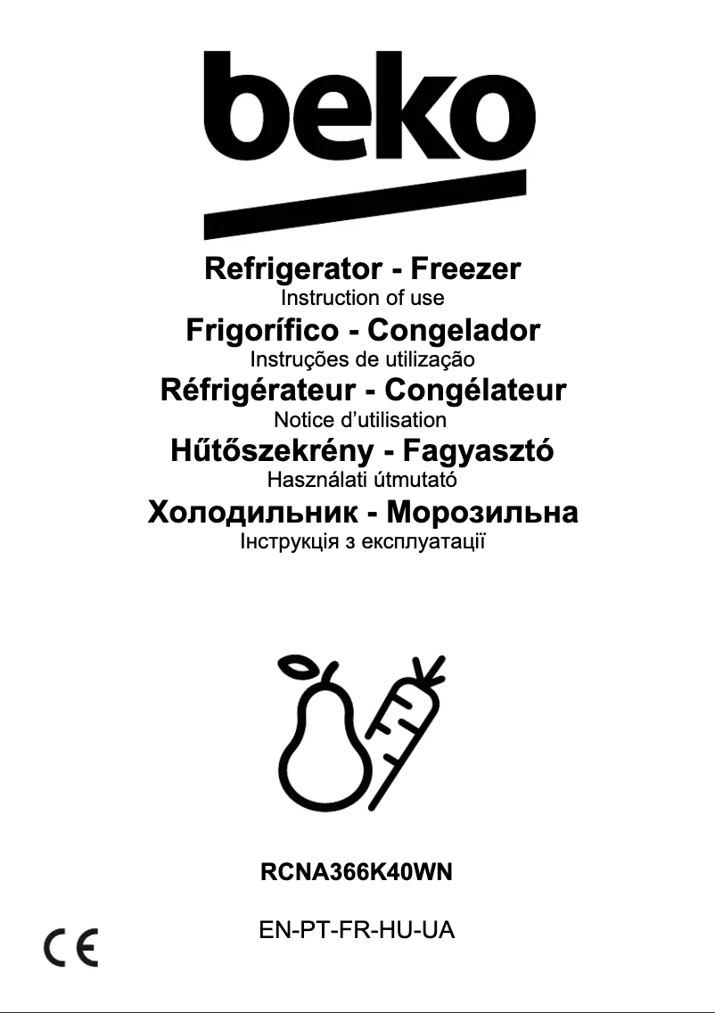 Page n°1 - Manuel utilisateur Beko RCNA366K40WN