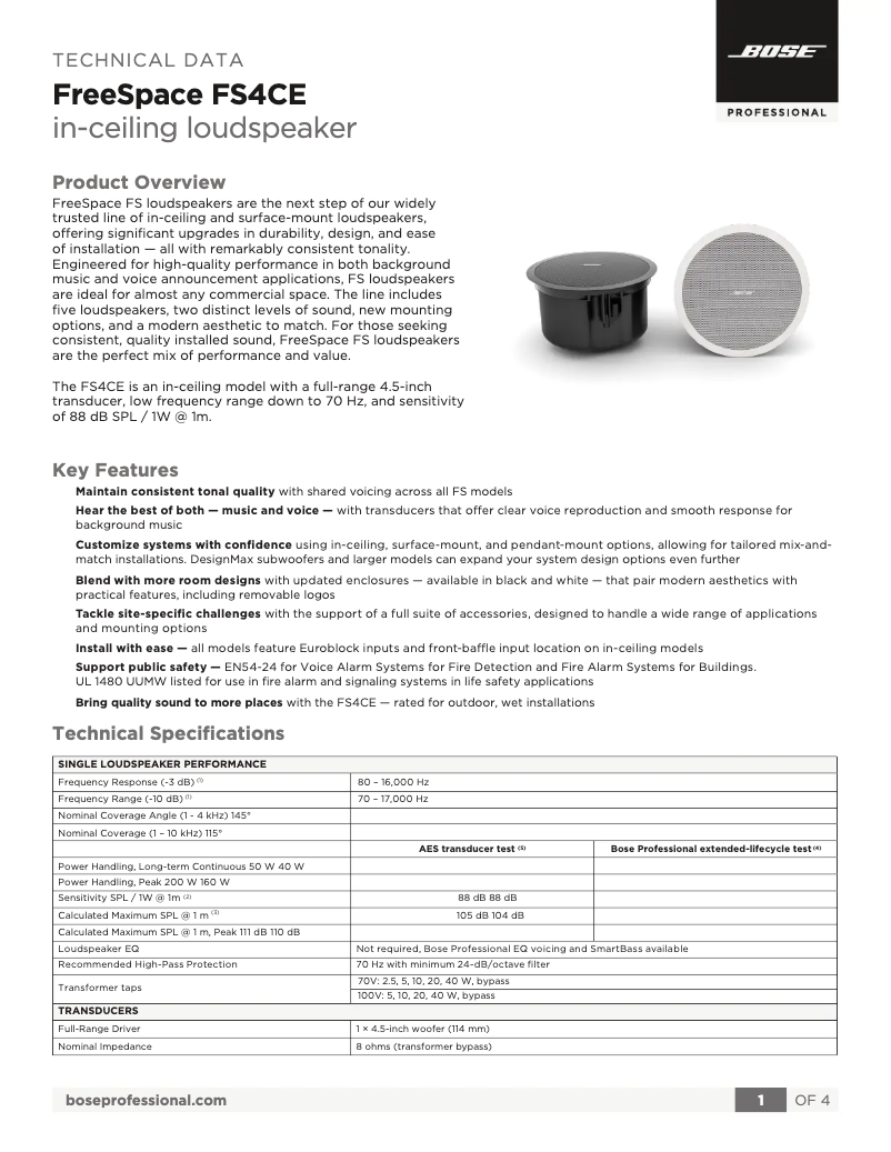 Image de la première page du manuel de l'appareil FreeSpace FS4CE
