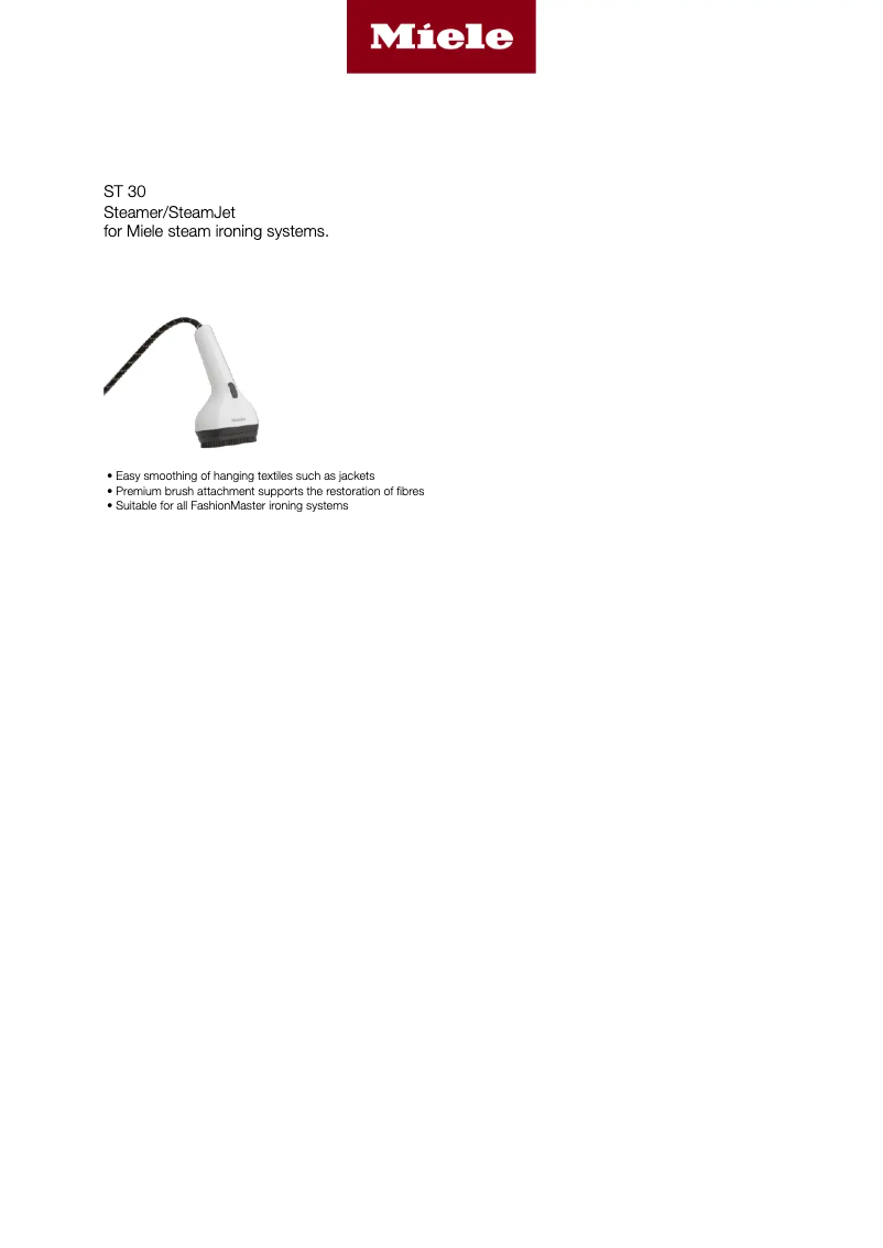 Page 1 de la notice Fiche technique Miele SteamJet ST 30
