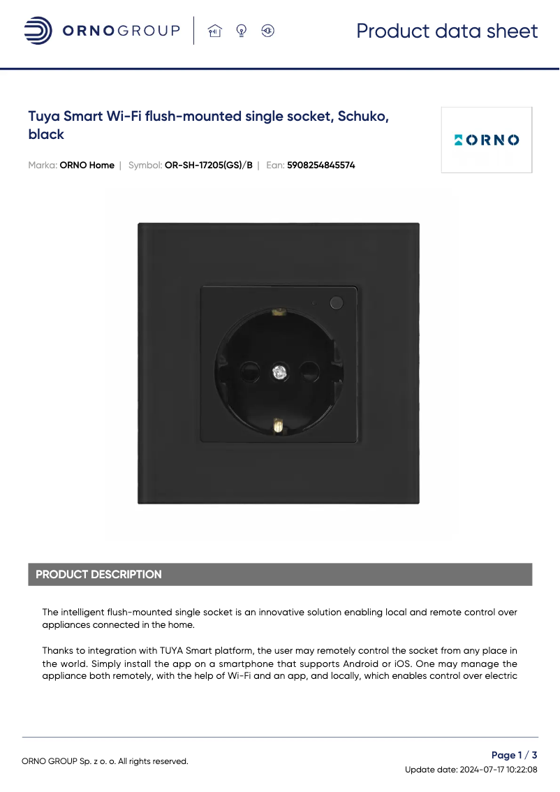 Image de la première page du manuel de l'appareil OR-SH-17205