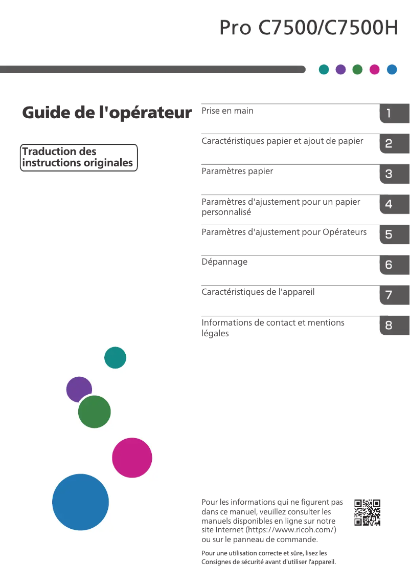 Image de la première page du manuel de l'appareil Pro C7500