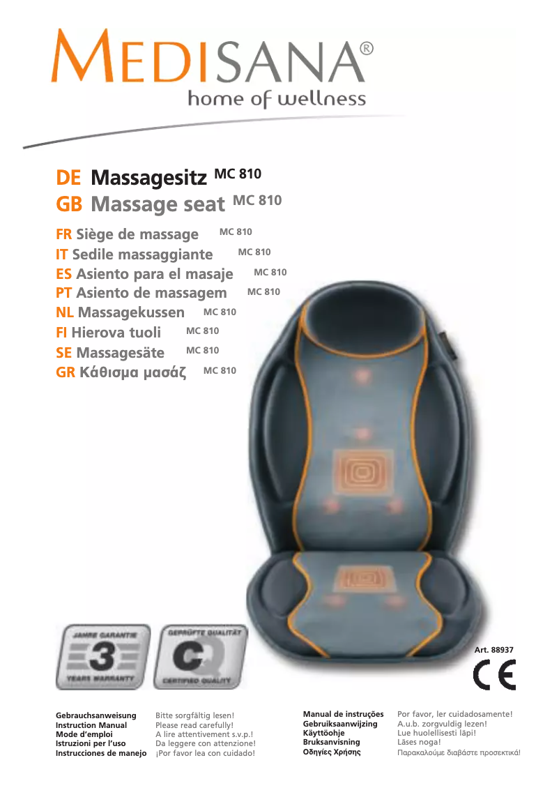 Page 1 de la notice Manuel utilisateur Medisana MC 810