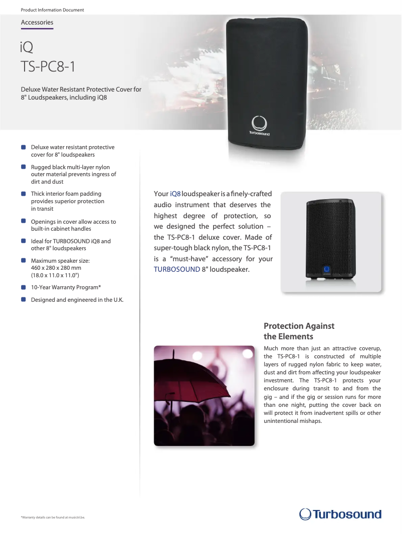Página 1 del manual Ficha técnica Turbosound TS-PC8-1