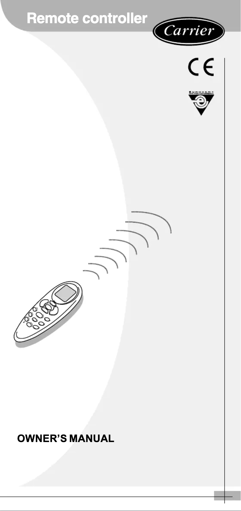 Page n°1 - Manuel utilisateur Carrier Remote controller