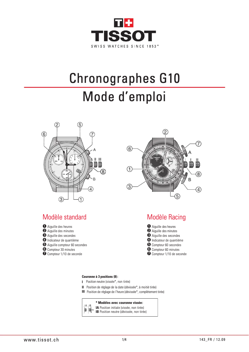 Image de la première page du manuel de l'appareil VELOCI-T Quartz Chronograph
