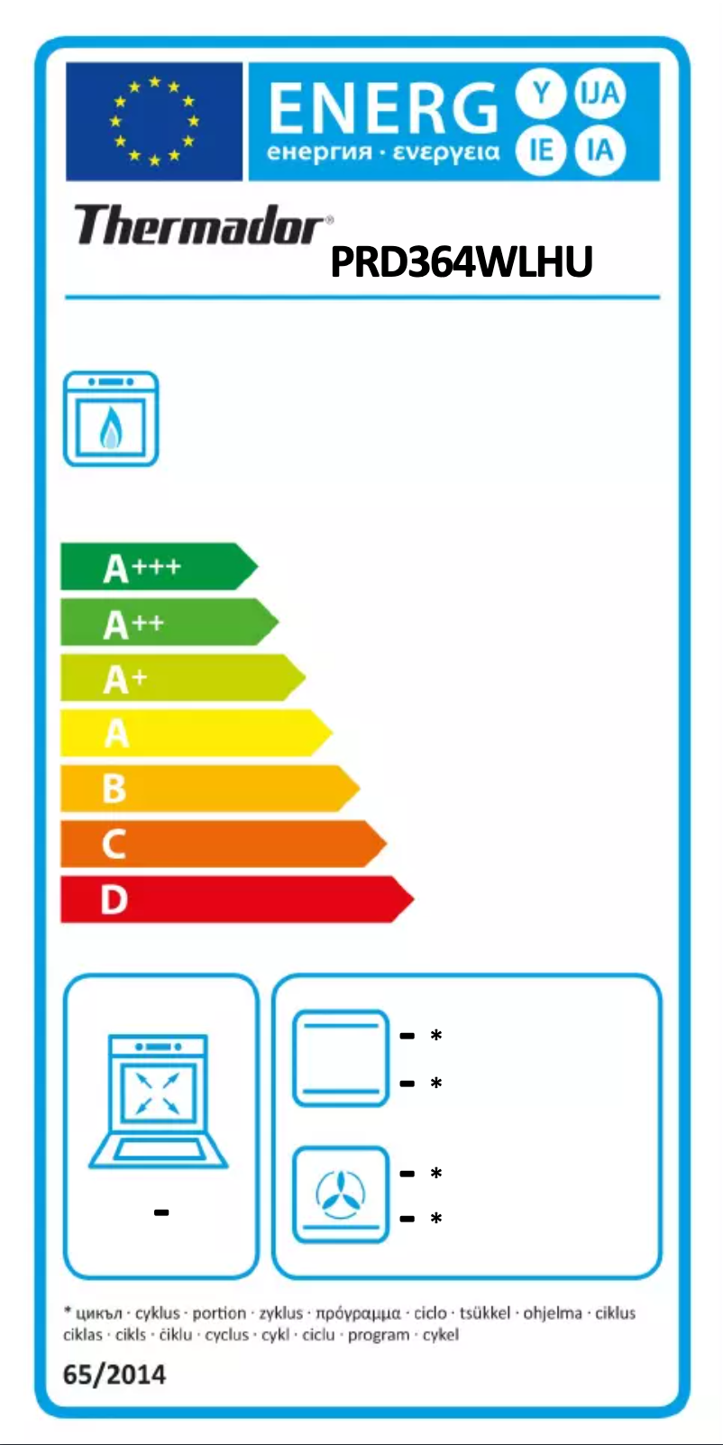 Page 1 de la notice Label énergétique Thermador Pro Harmony PRD364WLHU