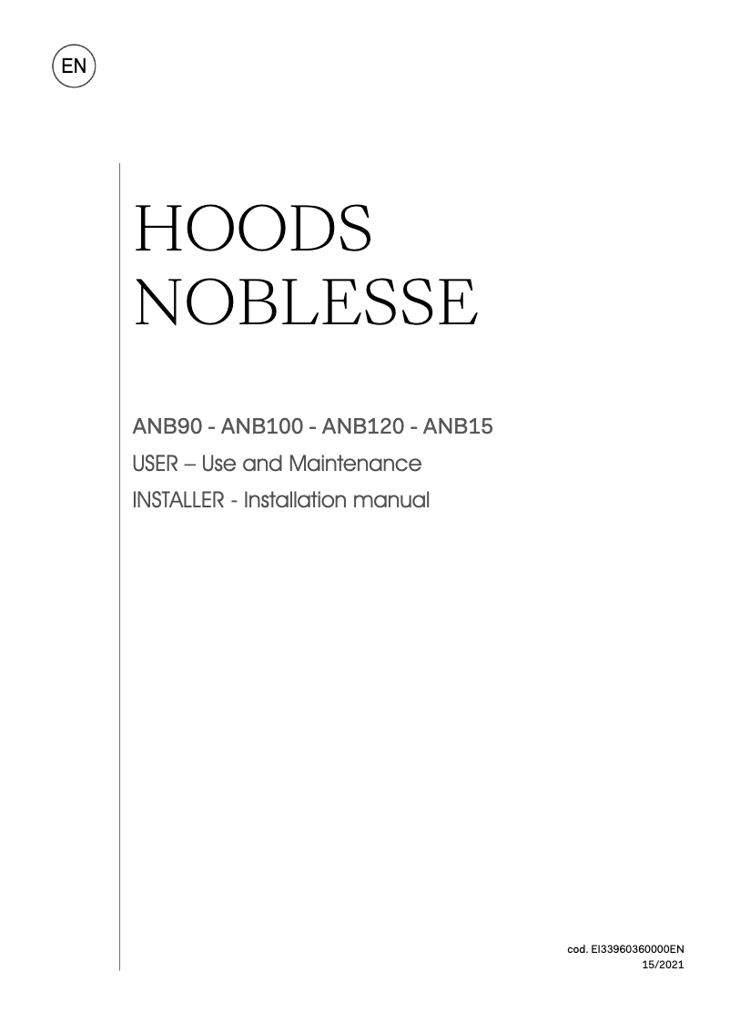 Page 1 de la notice Manuel utilisateur Ilve ANB150WHC