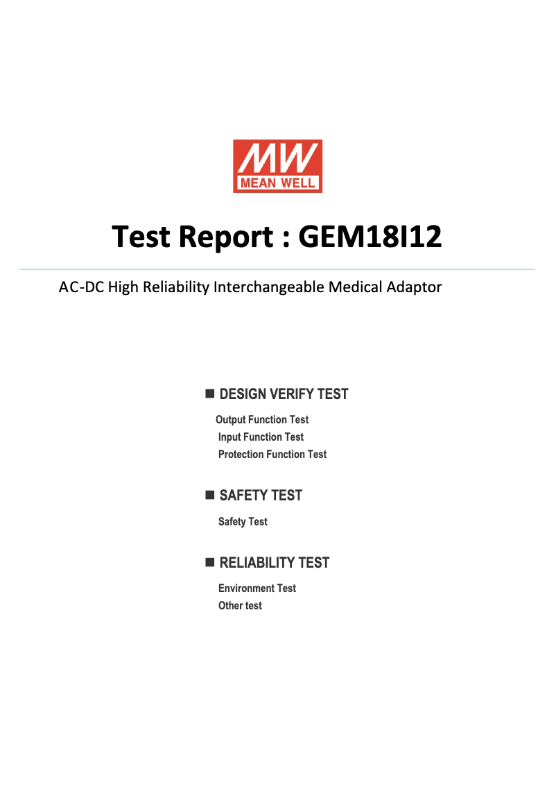 Page 1 de la notice Fiche technique Mean Well GEM18I12-P1J